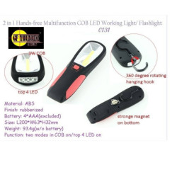 2 y 1 manos libres multifunción COB LED de trabajo de luz / linterna 0131